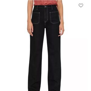 Reformation Alyssa Stretch High Rise Wide Leg Jeans in Black
